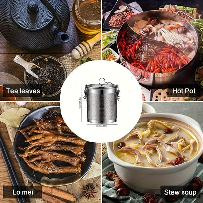 Skanto | Stainless Steel Spice Infuser – Reusable Fine Mesh Strainer with Extended Chain for Loose Tea, Herbs, and Spices – Ideal for Cooking, Brewing, and Kitchen Use