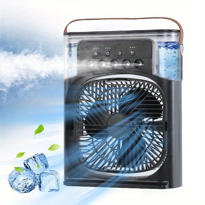 1pc Portable Air Conditioner, Portable Household Air Cooler, Hydro Cooling Fan, Portable Office Air Cooler, 3-Speed Air Cooling Fan Humidifier, 5 Humidifying Spray Nozzles for Household Appliances | Brehn