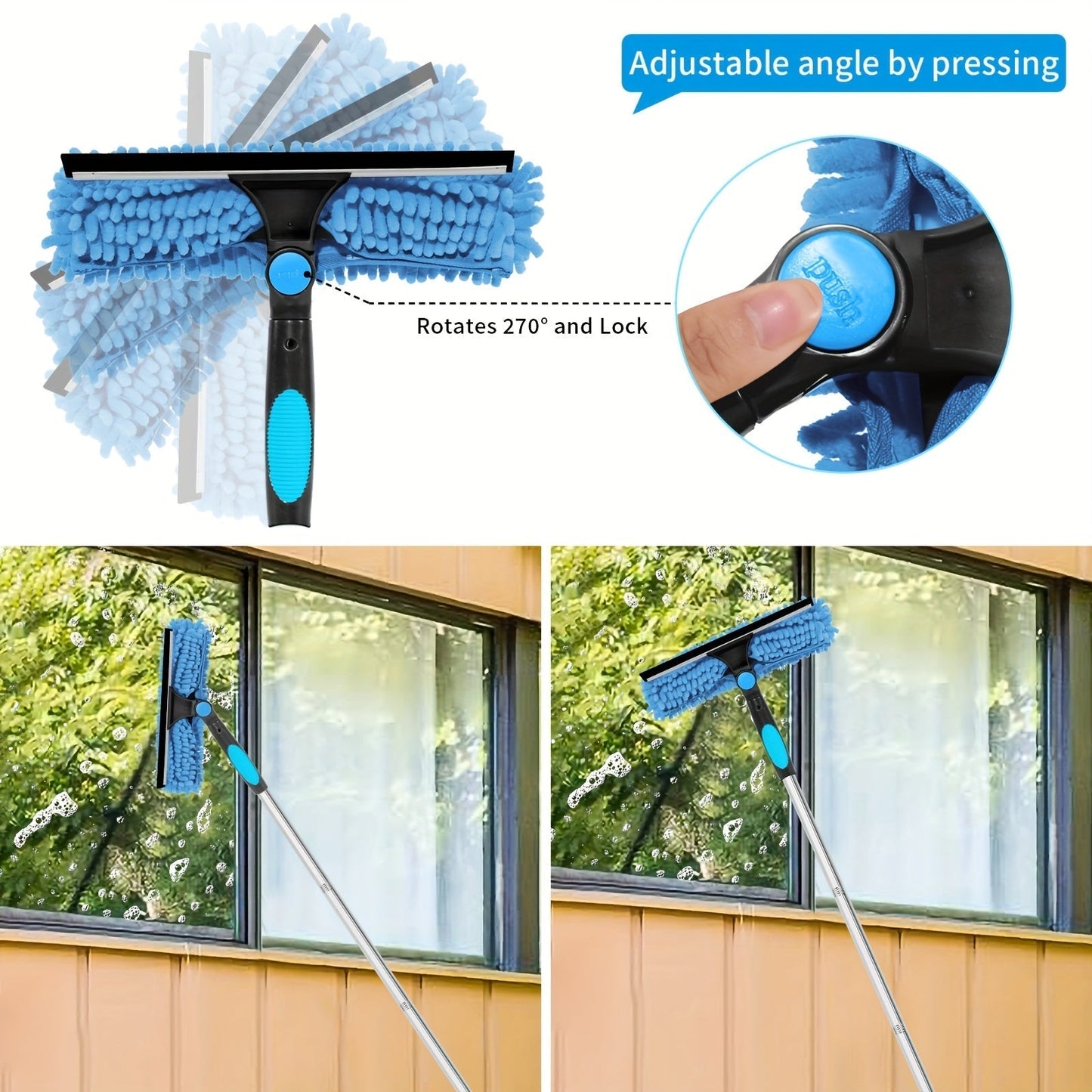Skanto | Crystal Clear Window Cleaner – Professional 2-in-1 Telescopic Window and Glass Cleaning System