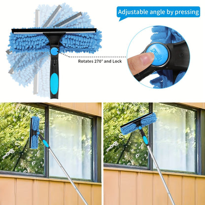 Skanto | Crystal Clear Window Cleaner – Professional 2-in-1 Telescopic Window and Glass Cleaning System