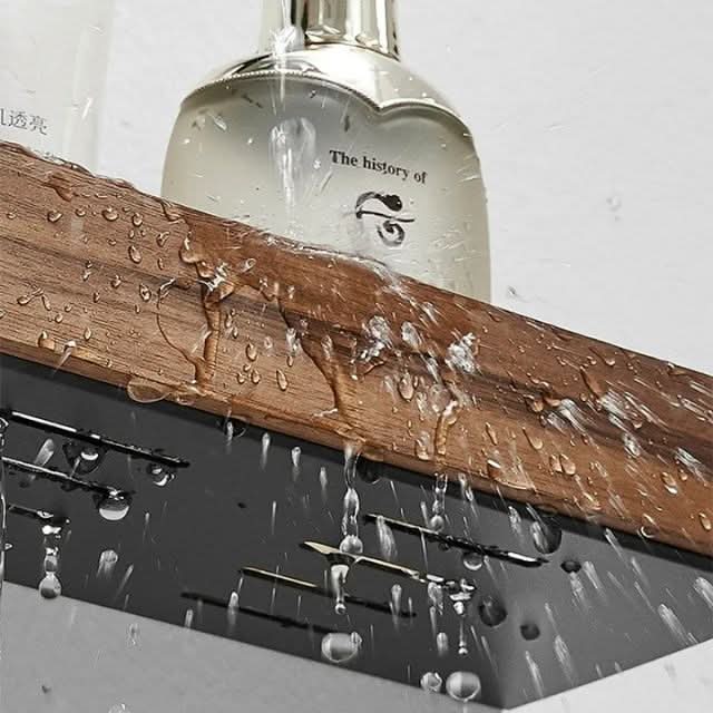 Skanto | No-Drill Solid Wood Bathroom Wall Shelf