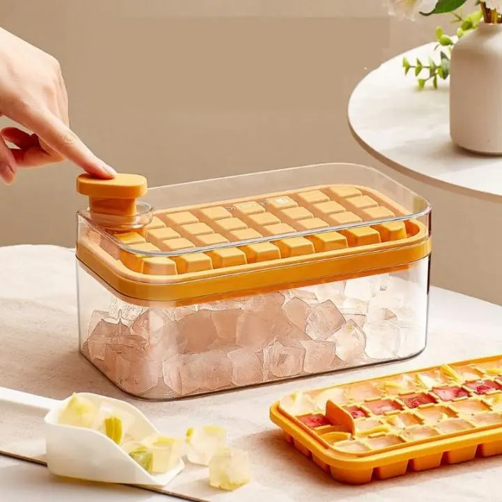 64-piece silicone ice cube tray – with lid & scoop