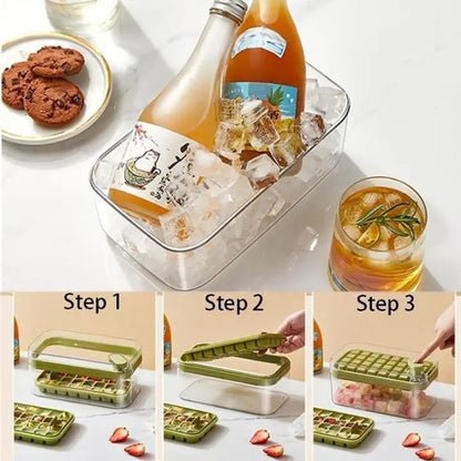 64-piece silicone ice cube tray – with lid & scoop