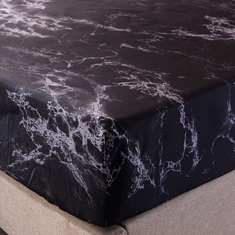 Skanto | 4-Piece Marble Brushed Sheet Set – Soft & Breathable Stone Pattern Bedding (1 Flat Sheet, 1 Fitted Sheet, 2 Pillowcases) for Bedroom & Guest Room