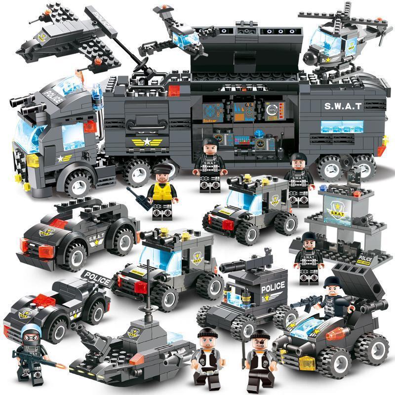 Skanto | 8 In 1 Police Car Station Building Block Series SWAT Toy Gift for Kids