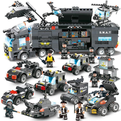 Skanto | 8 In 1 Police Car Station Building Block Series SWAT Toy Gift for Kids