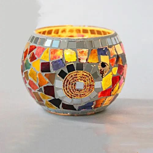 Skanto | Mosaic Glass Candle Holder for Home Decor
