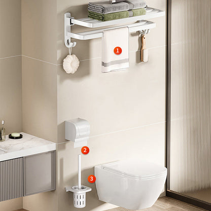 BowLift | Modern Bathroom Hardware Set Towel Bar White Bath Shelf Bathroom Hardware Set