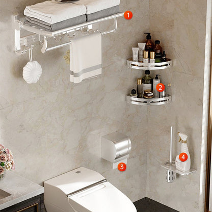 BowLift | Modern Polished Chrome Bathroom Accessories Set Bath Shelf/Towel Holder/Paper Holder included