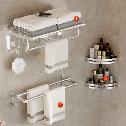 BowLift | Modern Polished Chrome Bathroom Accessories Set Bath Shelf/Towel Holder/Paper Holder included