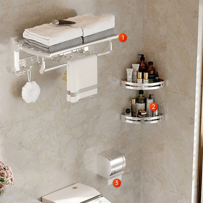 BowLift | Modern Polished Chrome Bathroom Accessories Set Bath Shelf/Towel Holder/Paper Holder included