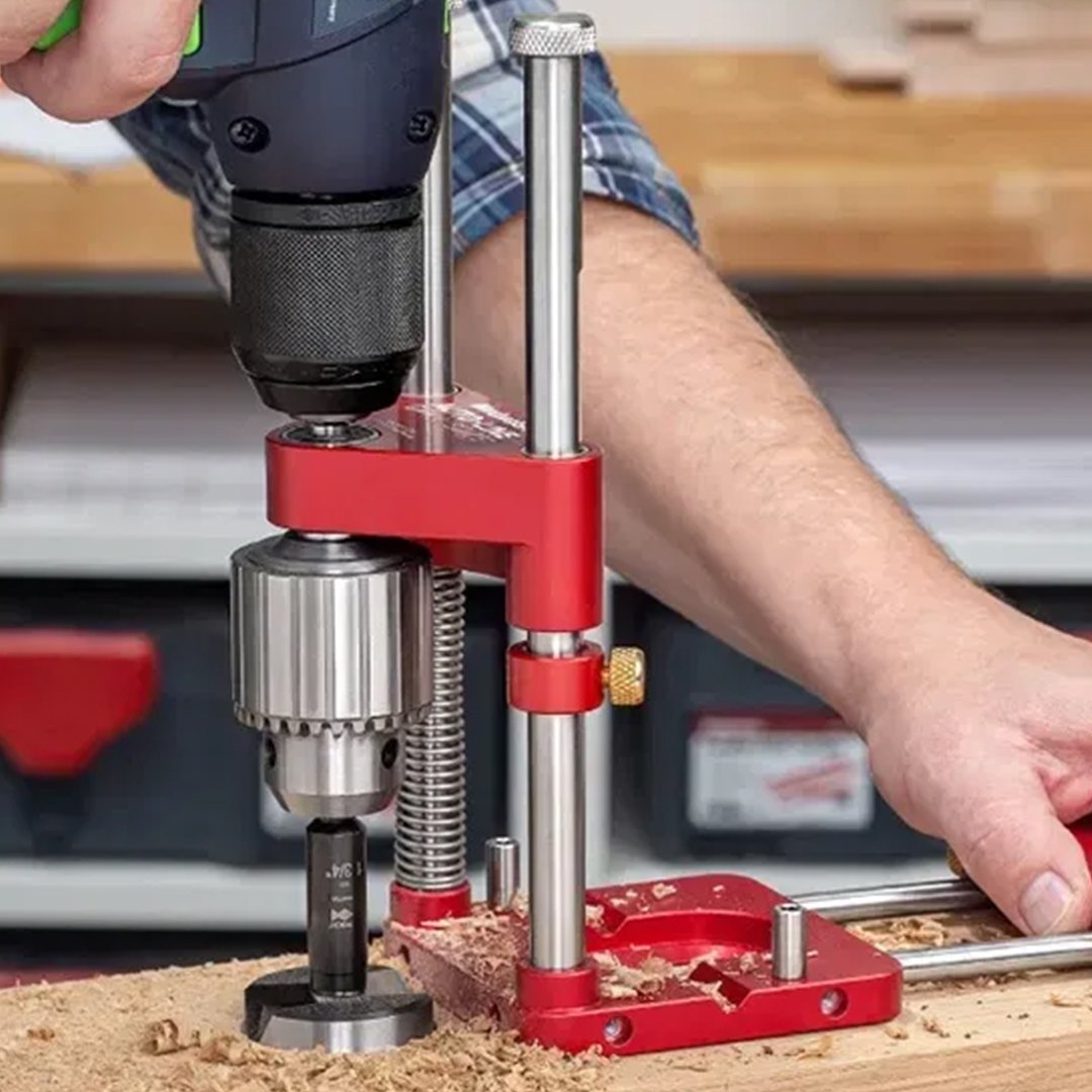 Kalsten | Drill Press Guide for Handheld Drills - Portable & Adjustable Woodworking Jig