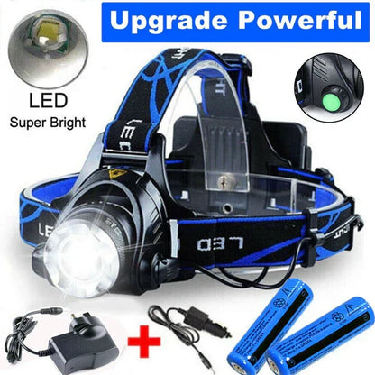 Skanto | 990000LM Rechargeable LED Headlamp Zoomable Flashlight Tactical Headlight