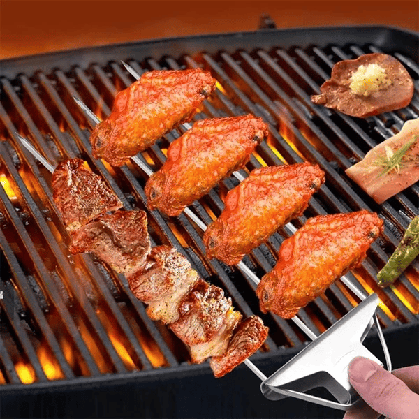 BowLift | Stainless Steel 3-Prong BBQ Grill Skewers