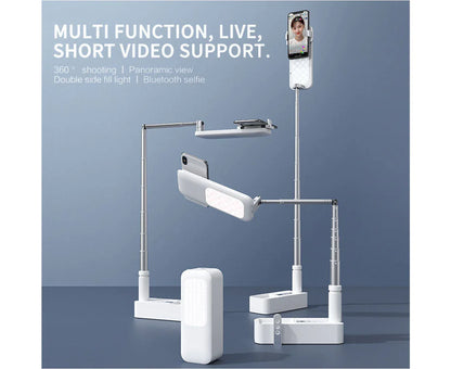Adjustable 3ft Phone Stand with 360° Rotation, Built-in Light and Wireless Remote - perfect videography, vlogging or live stream Bowlift