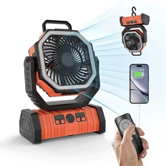 PowerBreeze Camping Fan with LED & Power Bank – 20000mAh, rotatable & rechargeable | Karnz