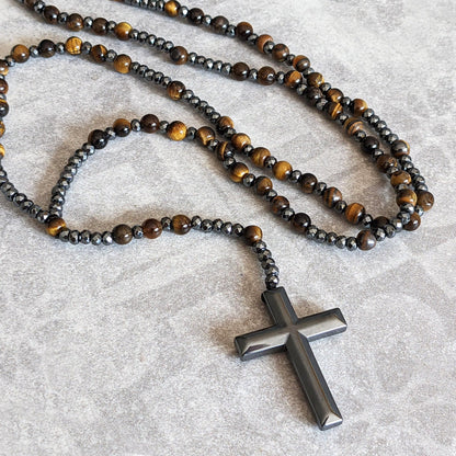 Skanto | Orion Spiritual Necklace with Tiger's Eye & Lapis Lazuli – Men's Rosary
