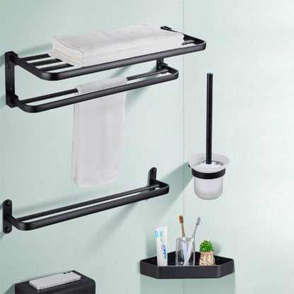Modern Bathroom Accessory Set Matt Black/Grey Bathroom Shelf/Towel Holder & Paper Holder