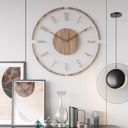 BowLift | WoodCraft | Nordic Solid Wood Wall Clock – Minimalist Silent Timepiece