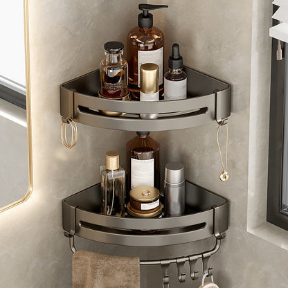 Skanto | Modern Aluminum Bathroom Accessory Set Gray Bathroom Shelf System