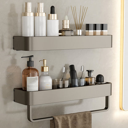 Kalsten | Contemporary Aluminum Bathroom Accessory Set Gray Bath Shelf