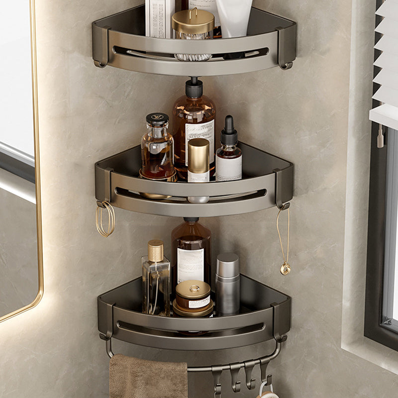Kalsten | Contemporary Aluminum Bathroom Accessory Set Gray Bath Shelf