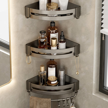 Skanto | Modern Aluminum Bathroom Accessory Set Gray Bathroom Shelf System