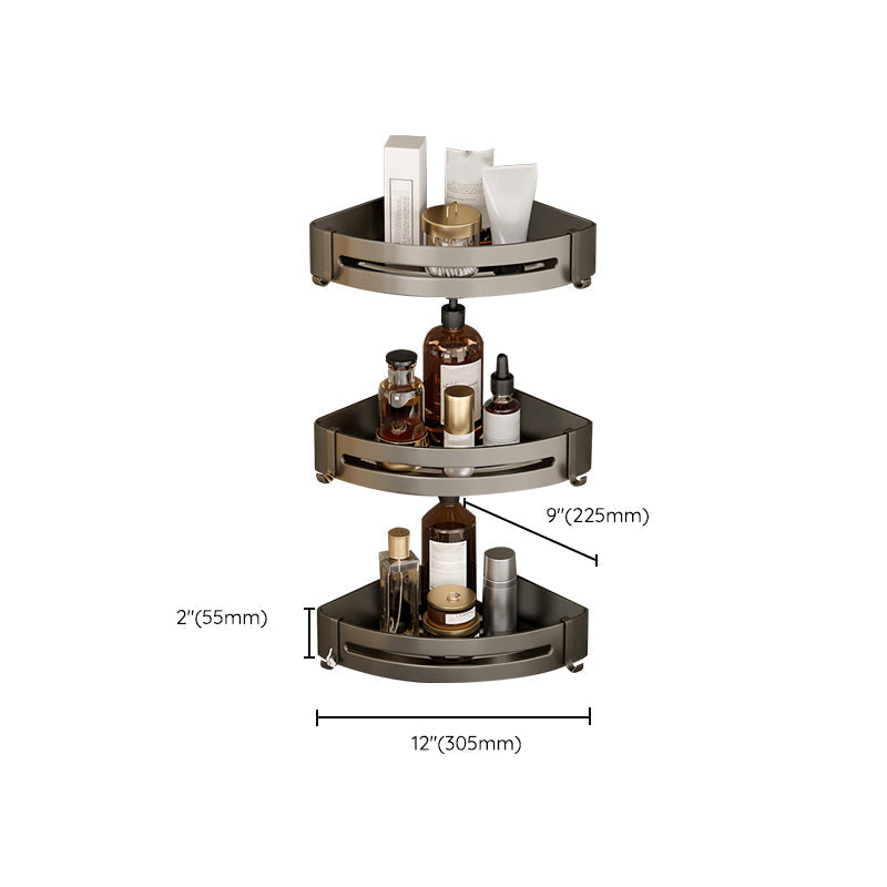 Kalsten | Contemporary Aluminum Bathroom Accessory Set Gray Bath Shelf