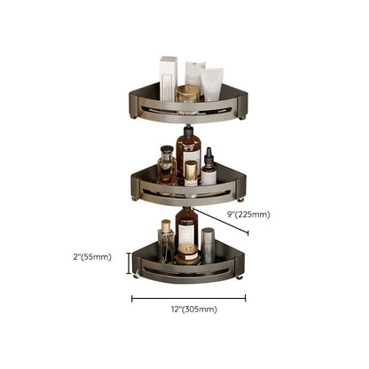 Kalsten | Contemporary Aluminum Bathroom Accessory Set Gray Bath Shelf