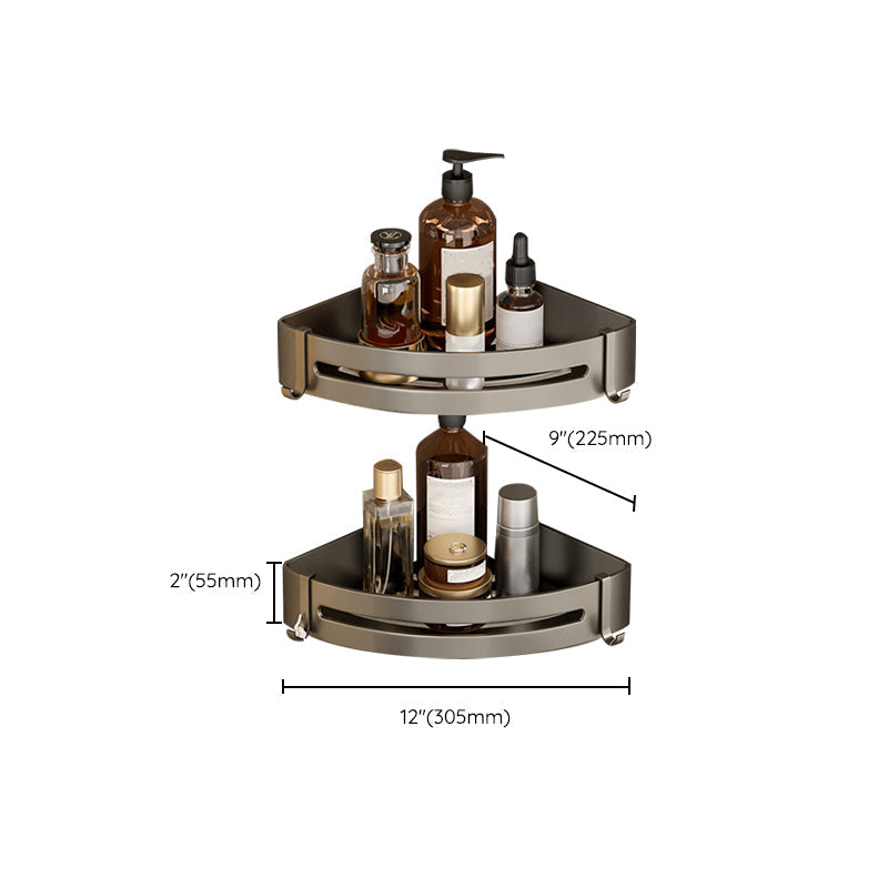 Kalsten | Contemporary Aluminum Bathroom Accessory Set Gray Bath Shelf