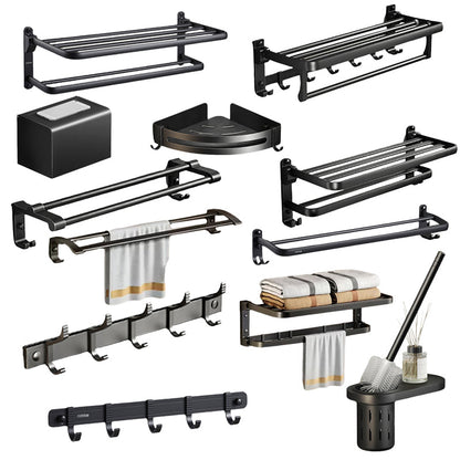 BowLift | Contemporary bathroom accessory set with black finish and bath shelf/towel bar
