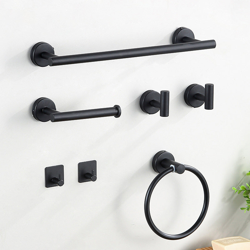 Modern bathroom accessory set made of brushed stainless steel, chrome-plated towel rail/ring & bathrobe hook