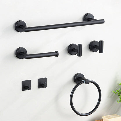Modern bathroom accessory set made of brushed stainless steel, chrome-plated towel rail/ring & bathrobe hook