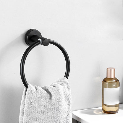Modern bathroom accessory set made of brushed stainless steel, chrome-plated towel rail/ring & bathrobe hook