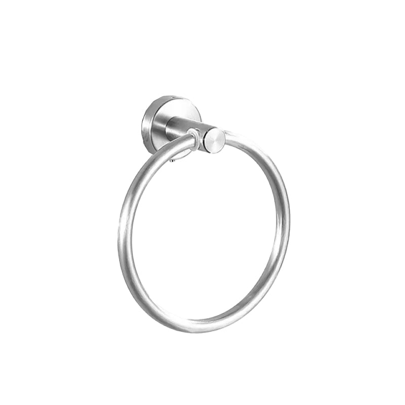 Modern bathroom accessory set made of brushed stainless steel, chrome-plated towel rail/ring & bathrobe hook