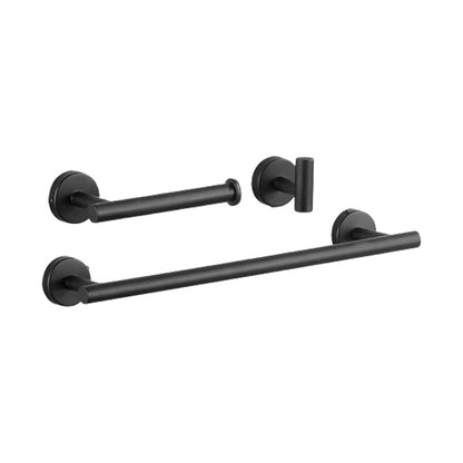 Modern bathroom accessory set made of brushed stainless steel, chrome-plated towel rail/ring & bathrobe hook