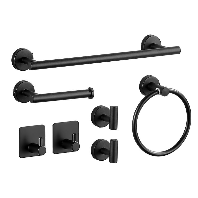 Modern bathroom accessory set made of brushed stainless steel, chrome-plated towel rail/ring & bathrobe hook