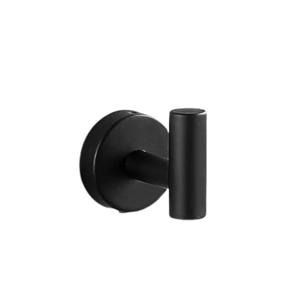 Modern bathroom accessory set made of brushed stainless steel, chrome-plated towel rail/ring & bathrobe hook