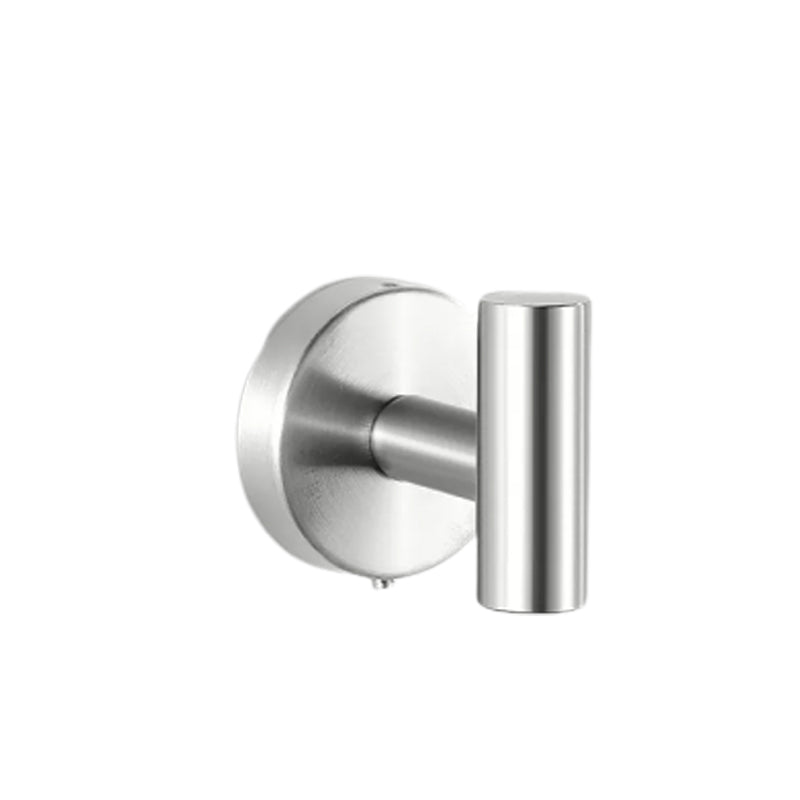 Modern bathroom accessory set made of brushed stainless steel, chrome-plated towel rail/ring & bathrobe hook