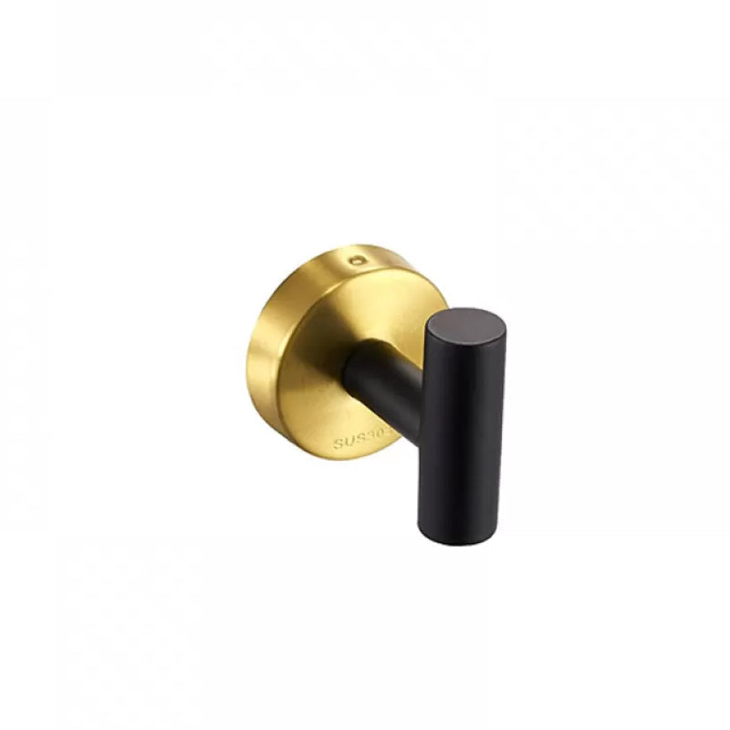 Modern bathroom accessory set made of brushed stainless steel, chrome-plated towel rail/ring & bathrobe hook