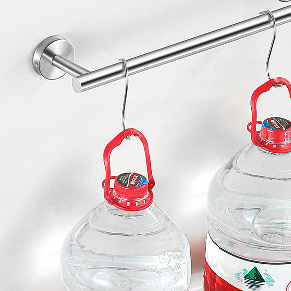 Modern bathroom accessory set made of brushed stainless steel, chrome-plated towel rail/ring & bathrobe hook