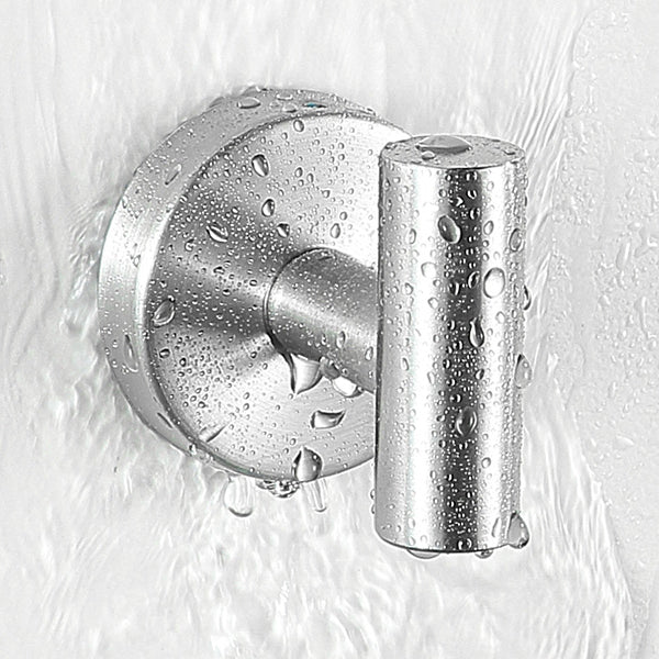 Modern bathroom accessory set made of brushed stainless steel, chrome-plated towel rail/ring & bathrobe hook
