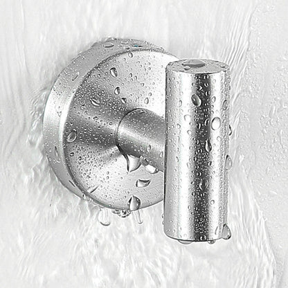 Modern bathroom accessory set made of brushed stainless steel, chrome-plated towel rail/ring & bathrobe hook
