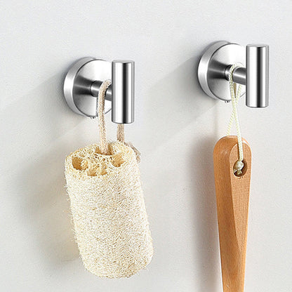 Modern bathroom accessory set made of brushed stainless steel, chrome-plated towel rail/ring & bathrobe hook