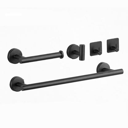 Modern bathroom accessory set made of brushed stainless steel, chrome-plated towel rail/ring & bathrobe hook
