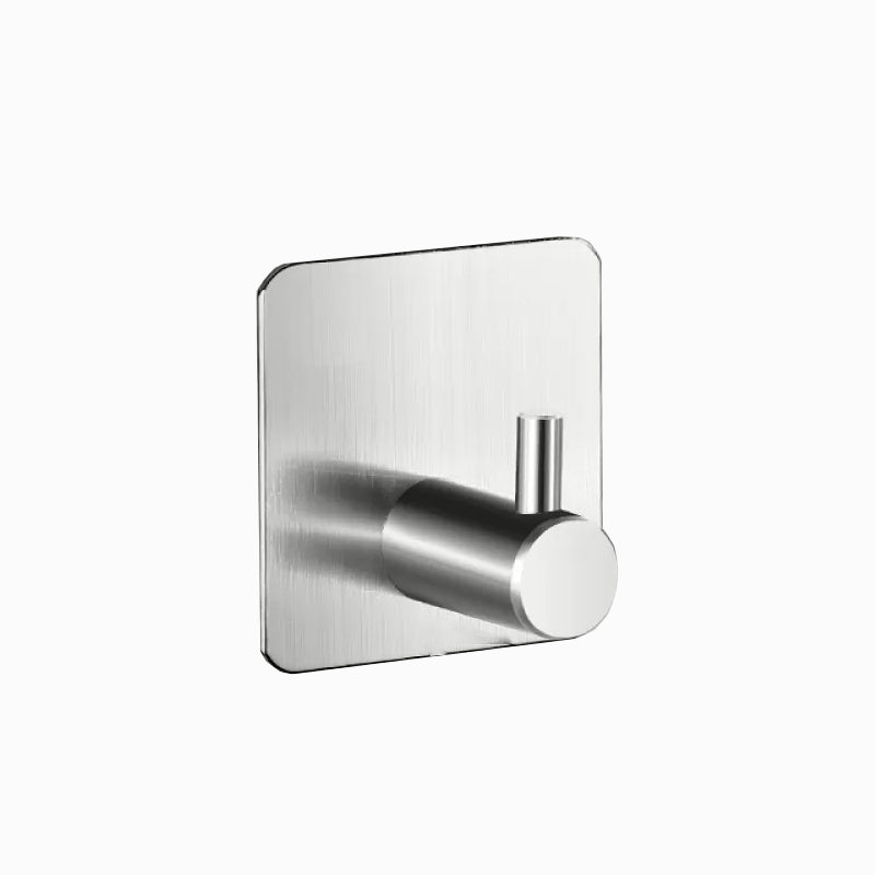 Modern bathroom accessory set made of brushed stainless steel, chrome-plated towel rail/ring & bathrobe hook