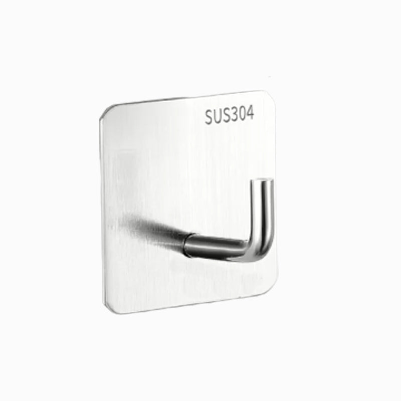 Modern bathroom accessory set made of brushed stainless steel, chrome-plated towel rail/ring & bathrobe hook
