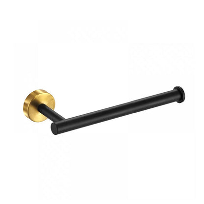 Modern bathroom accessory set made of brushed stainless steel, chrome-plated towel rail/ring & bathrobe hook