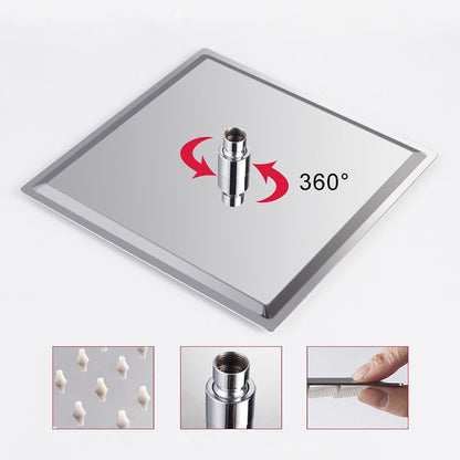 BowLift | Contemporary Shower Combo Fixed Shower Head Stainless Steel Wall Mount Square Shower Head