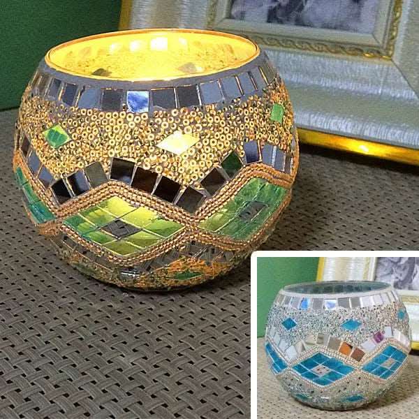 Skanto | Mosaic Glass Candle Holder for Home Decor